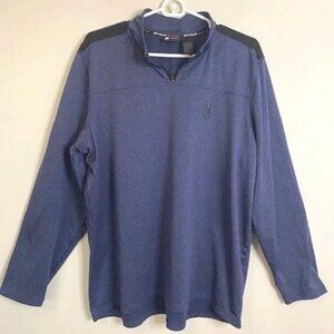 Spyder Active Men's Blue Long-Sleeve Pullover 3/4 Zip Shirt Large Poly Spandex